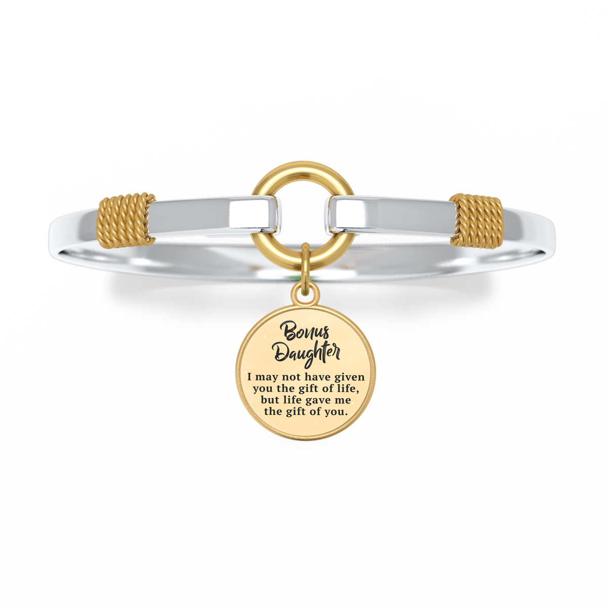 Stieftochter - Zweifarbiges personalisiertes Charm-Armband