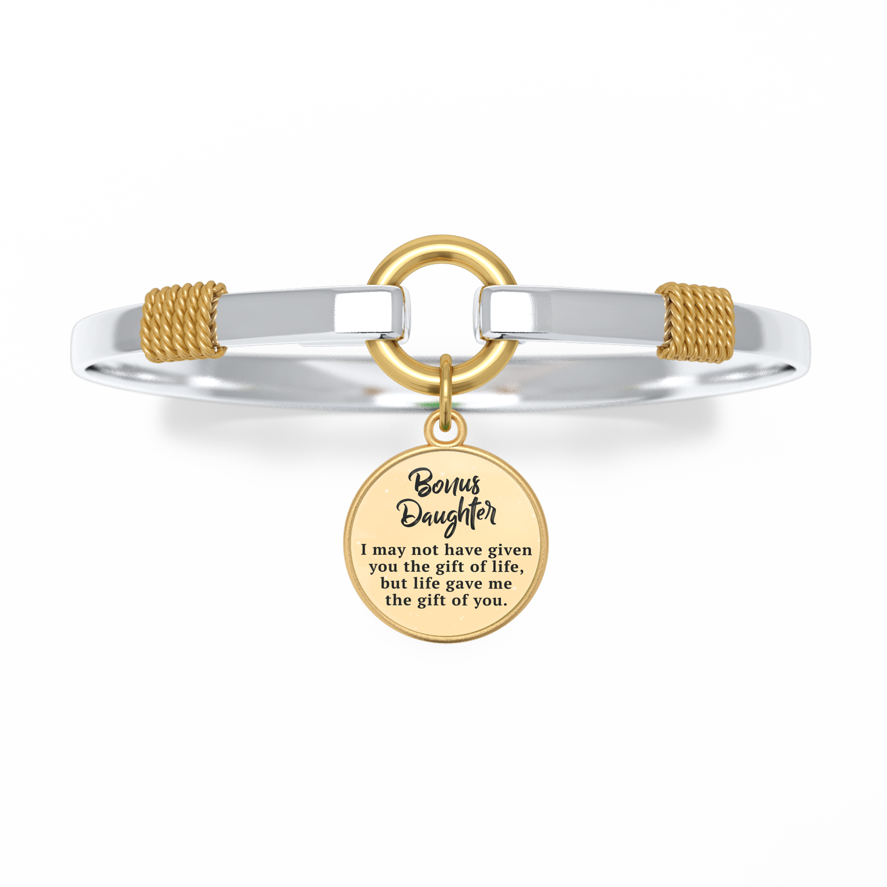 Stieftochter - Zweifarbiges personalisiertes Charm-Armband