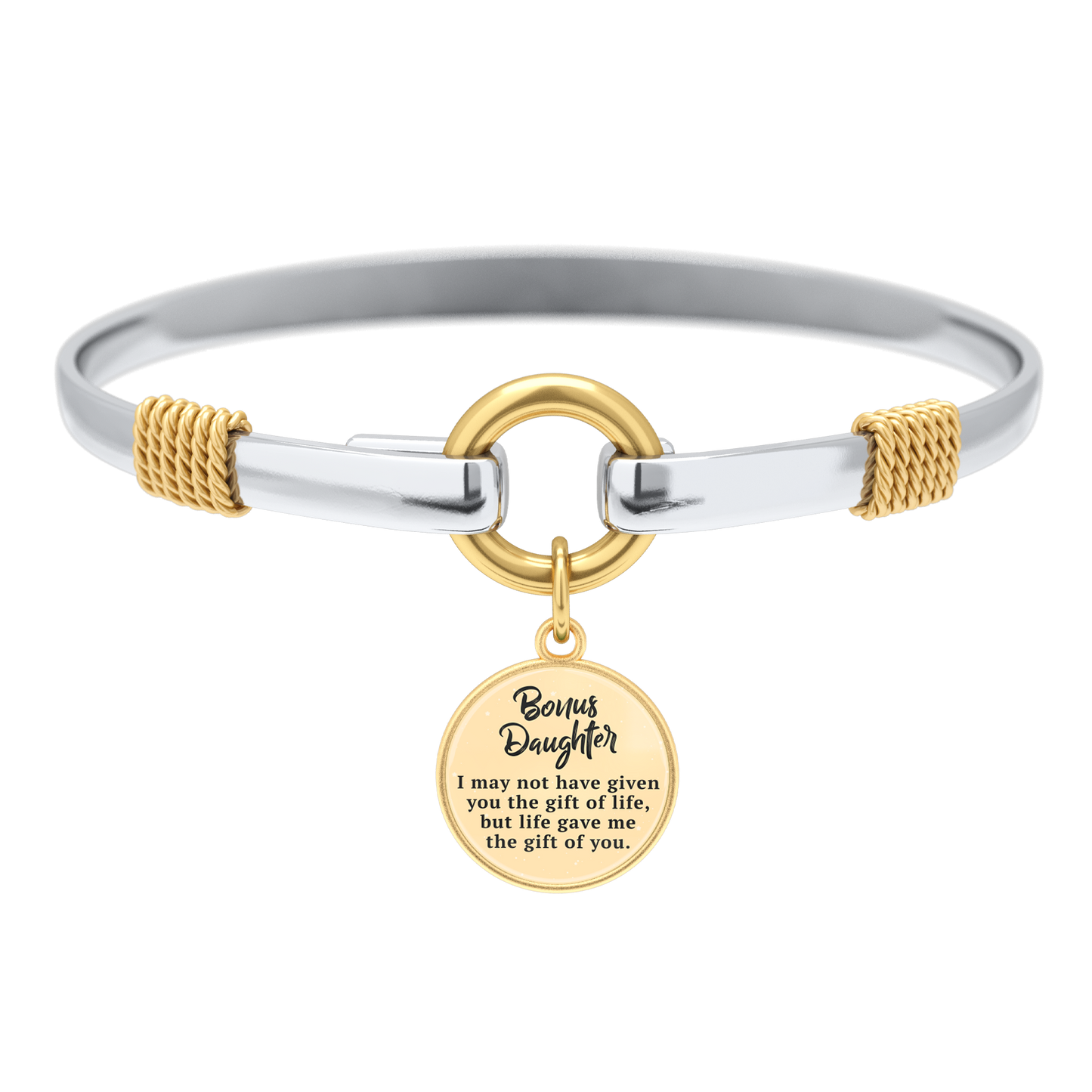 Stieftochter - Zweifarbiges personalisiertes Charm-Armband