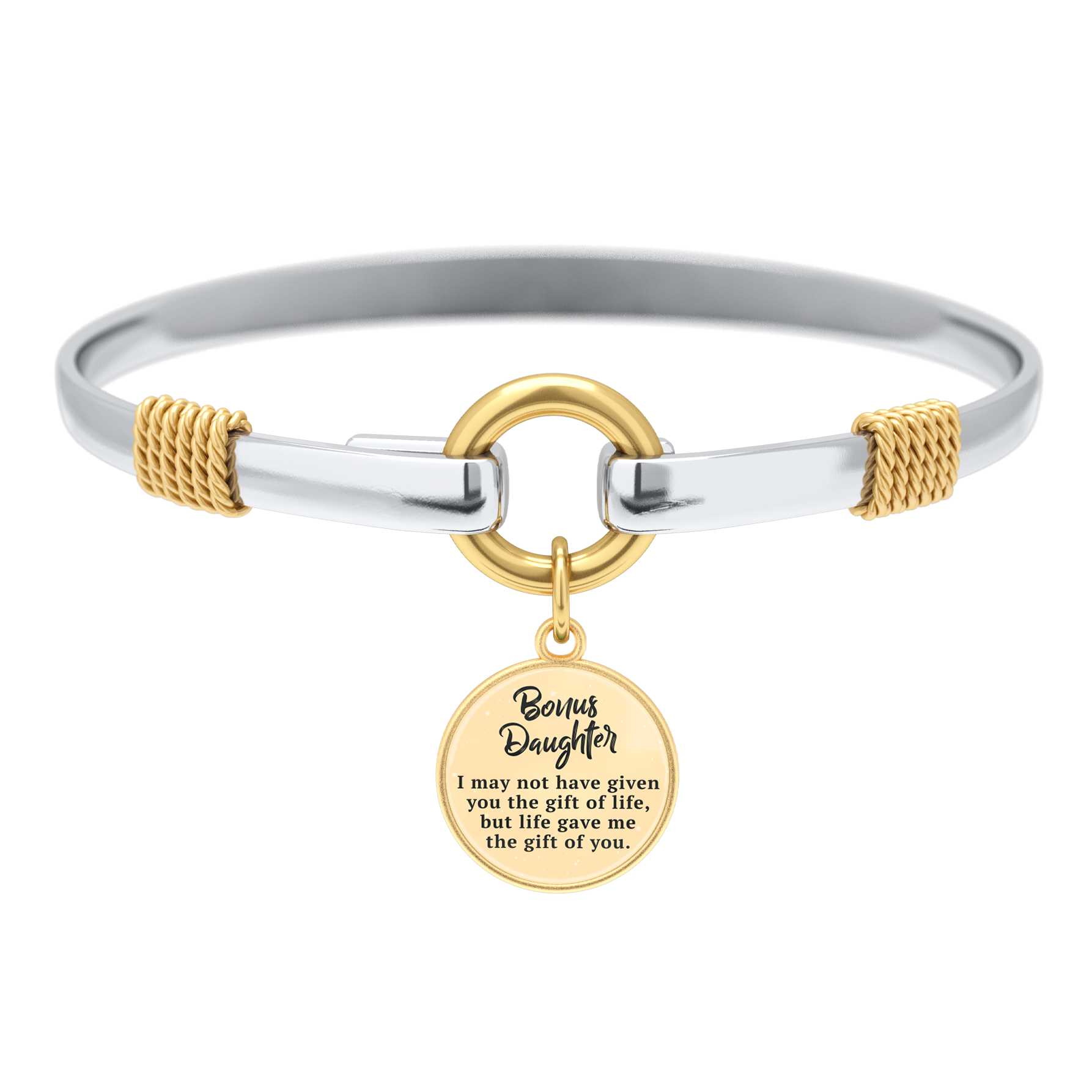 Stieftochter - Zweifarbiges personalisiertes Charm-Armband