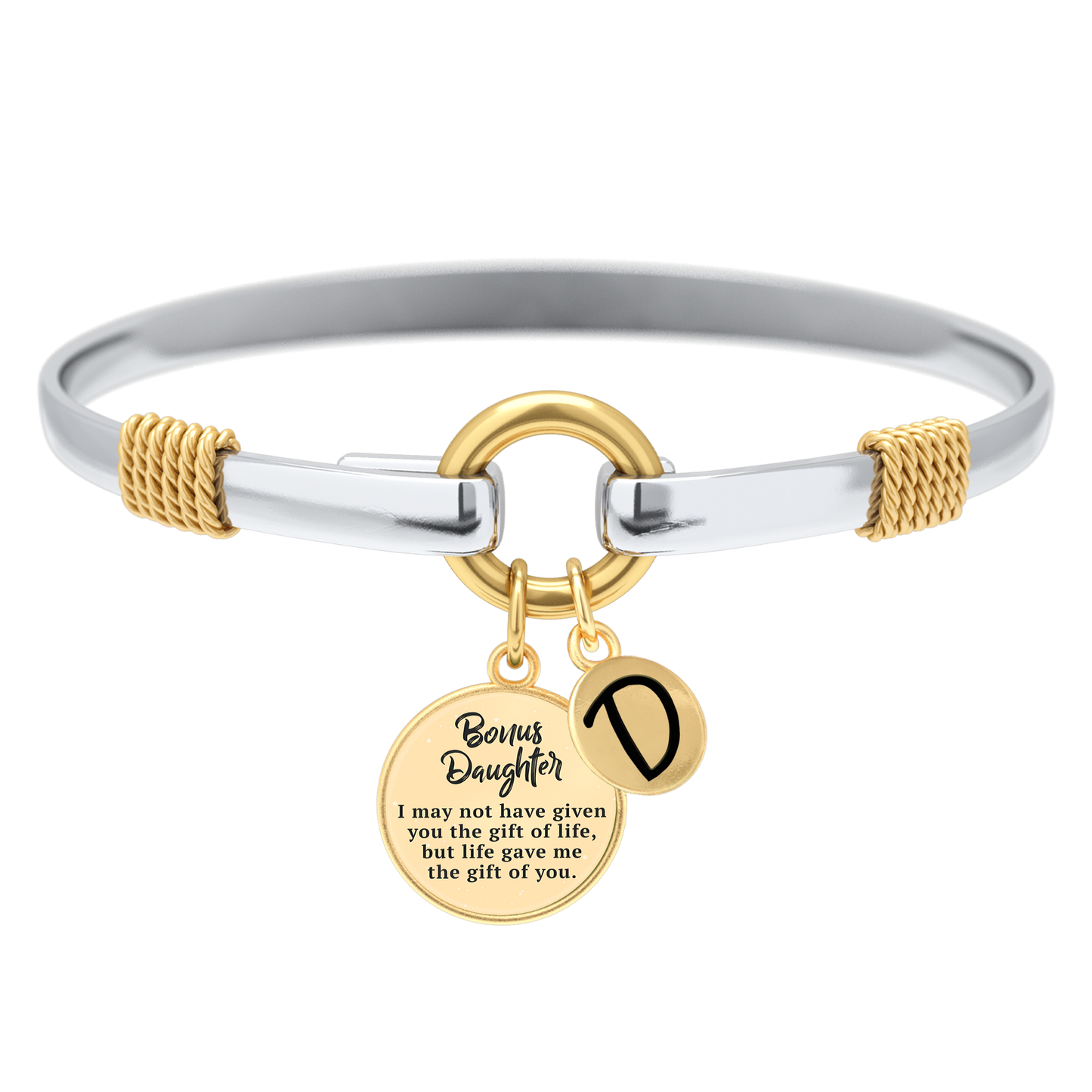 Stieftochter - Zweifarbiges personalisiertes Charm-Armband