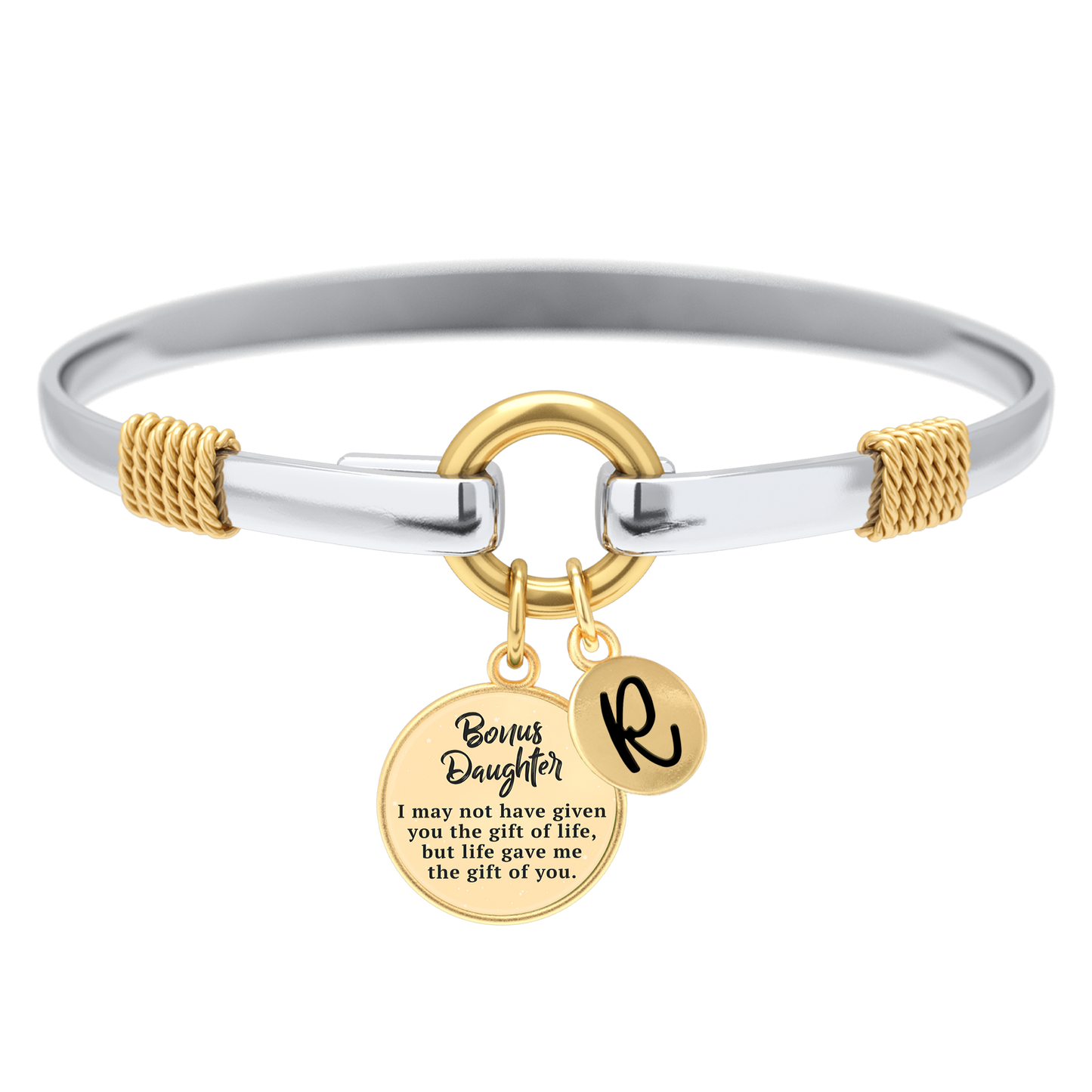 Stieftochter - Zweifarbiges personalisiertes Charm-Armband