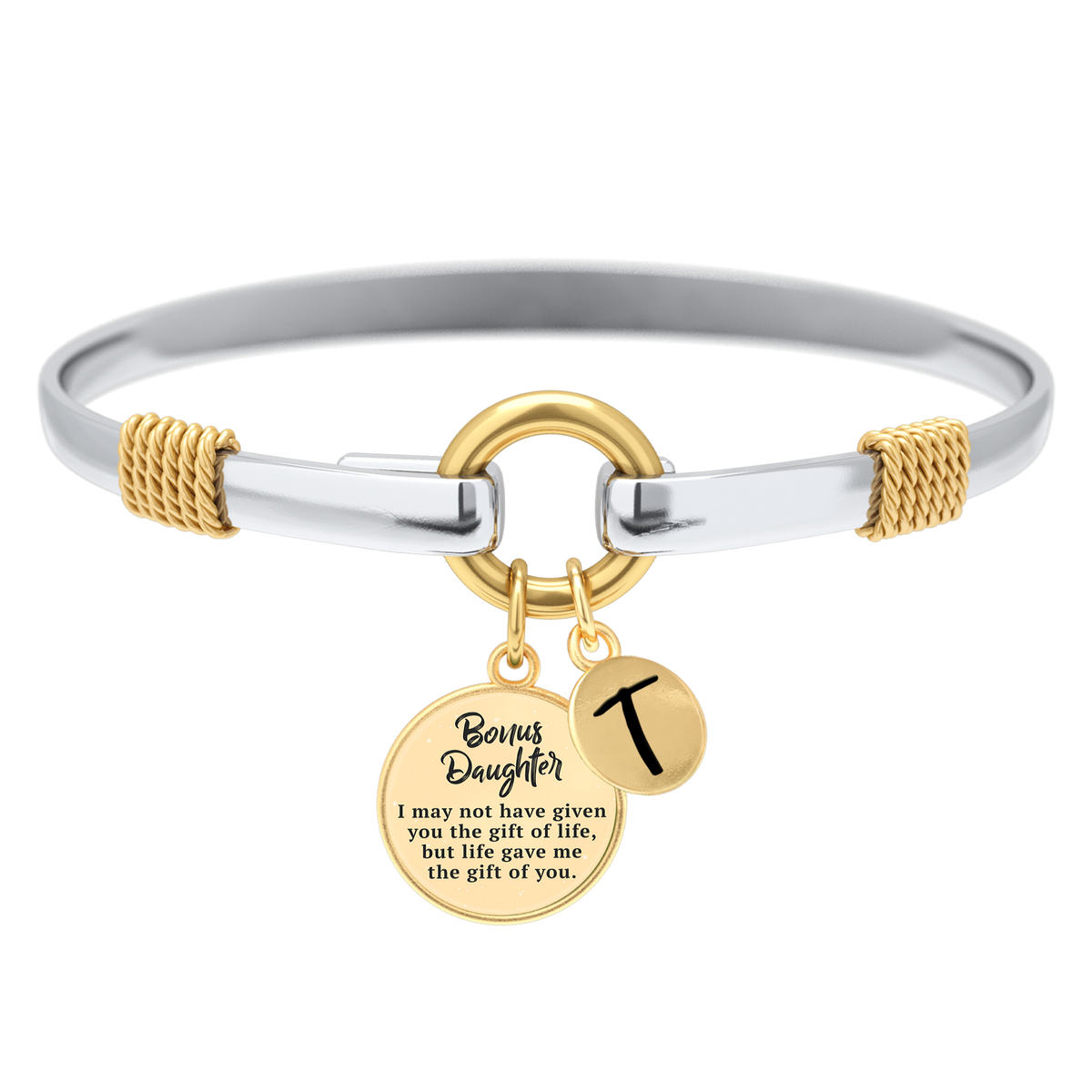 Stieftochter - Zweifarbiges personalisiertes Charm-Armband