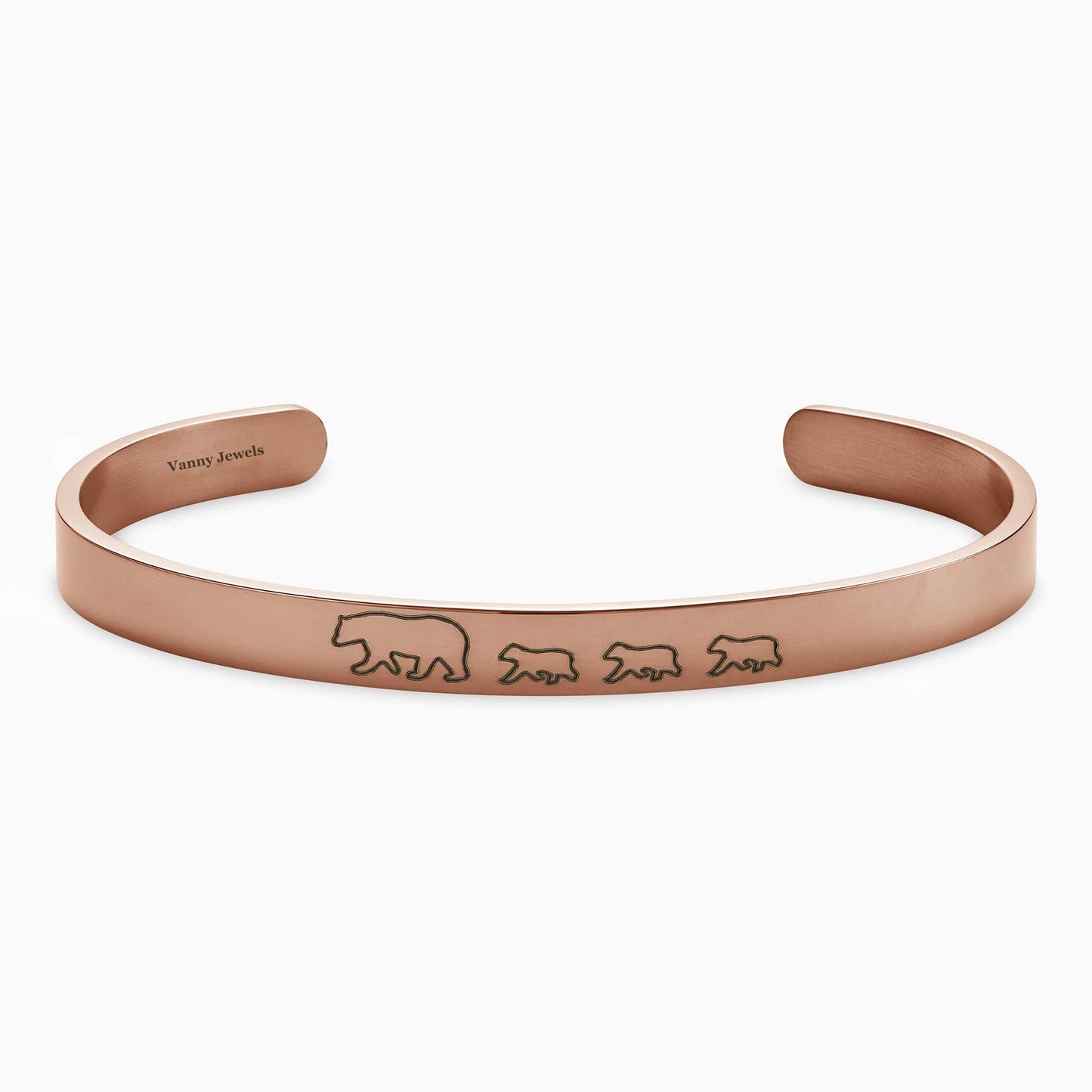 Mama Bear & Her Baby Bears Engraved Cuff Bracelet