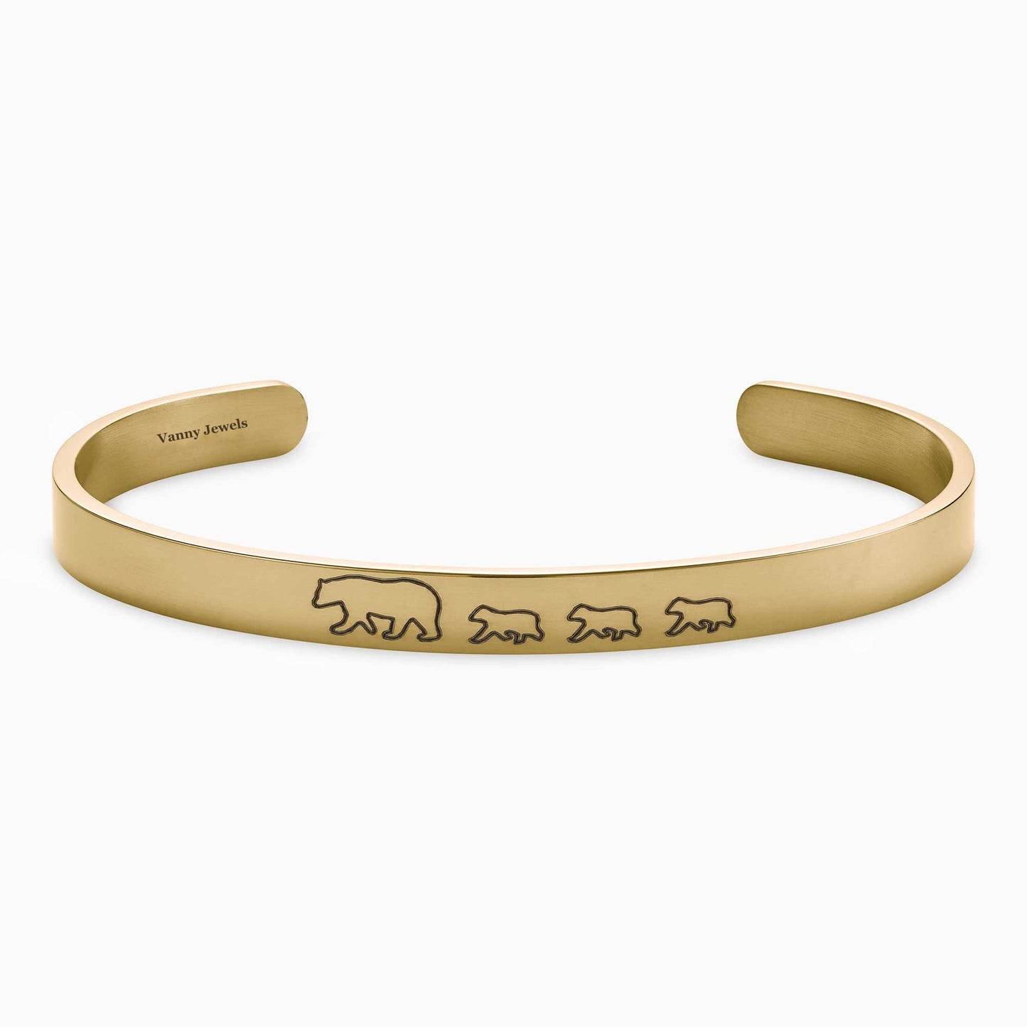 Mama Bear & Her Baby Bears Engraved Cuff Bracelet