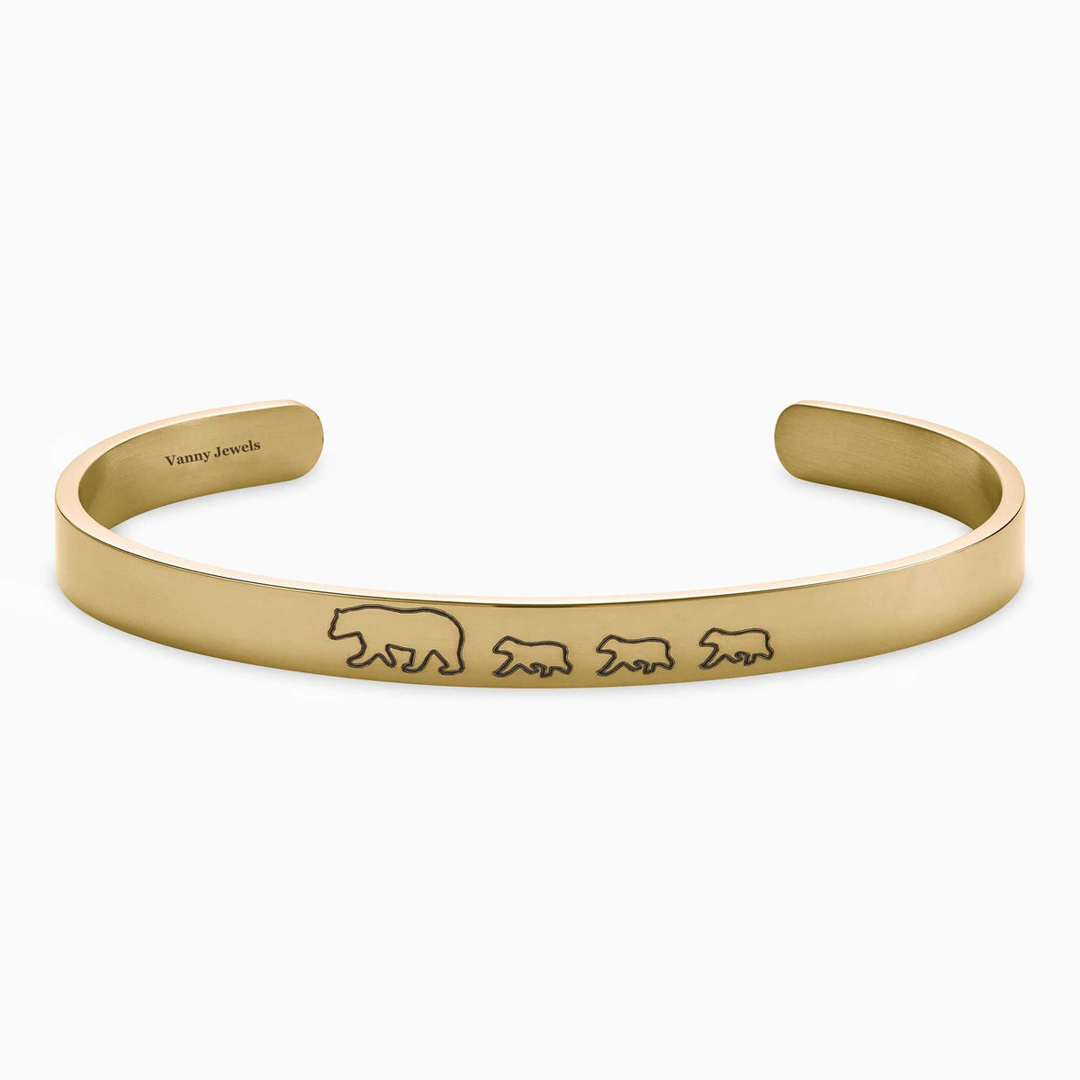 Mama Bear & Her Baby Bears Engraved Cuff Bracelet