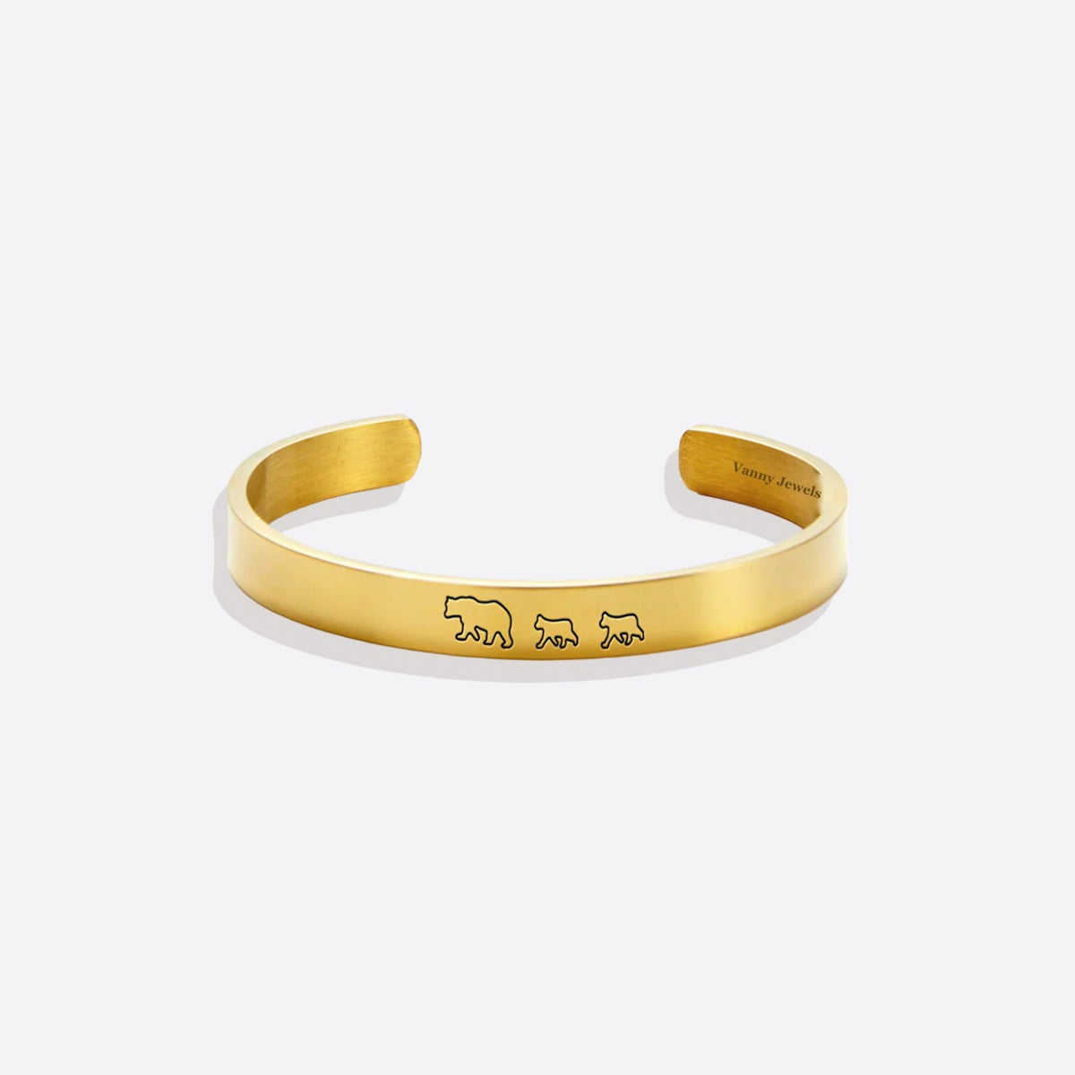 Mama Bear & Her Baby Bears Engraved Cuff Bracelet