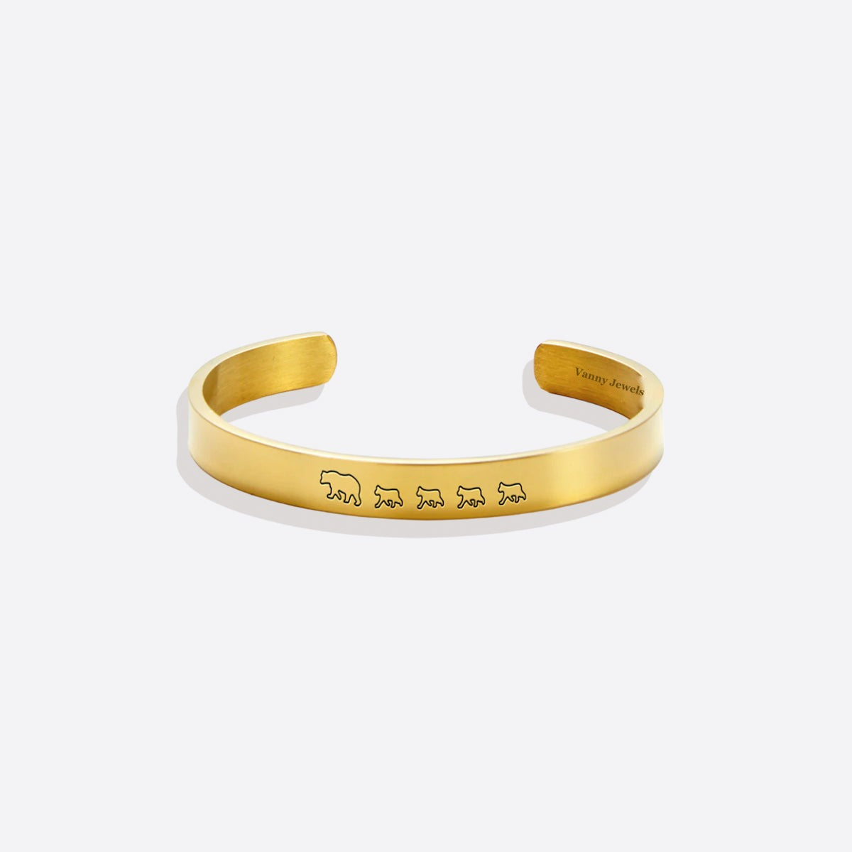 Mama Bear & Her Baby Bears Engraved Cuff Bracelet