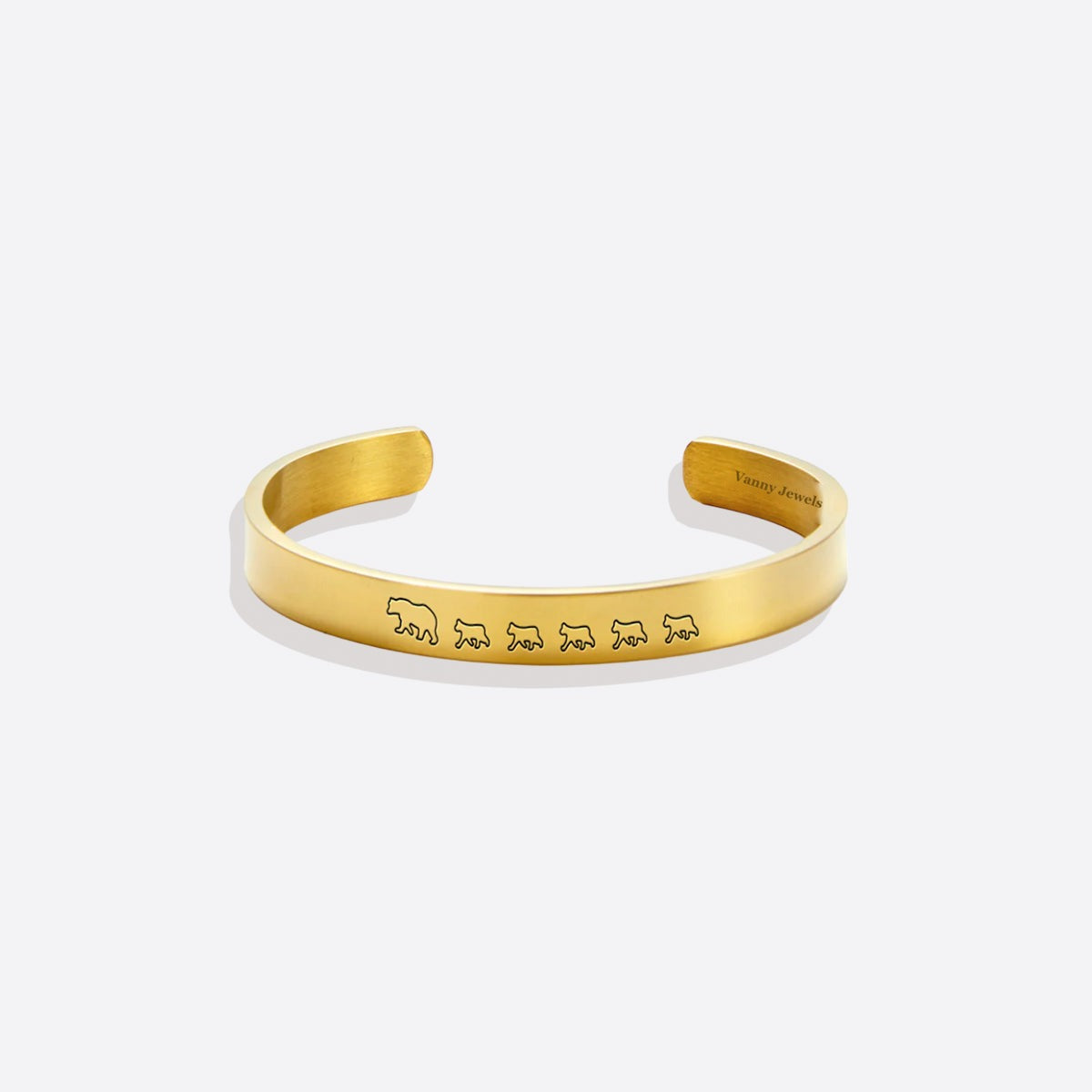 Mama Bear & Her Baby Bears Engraved Cuff Bracelet