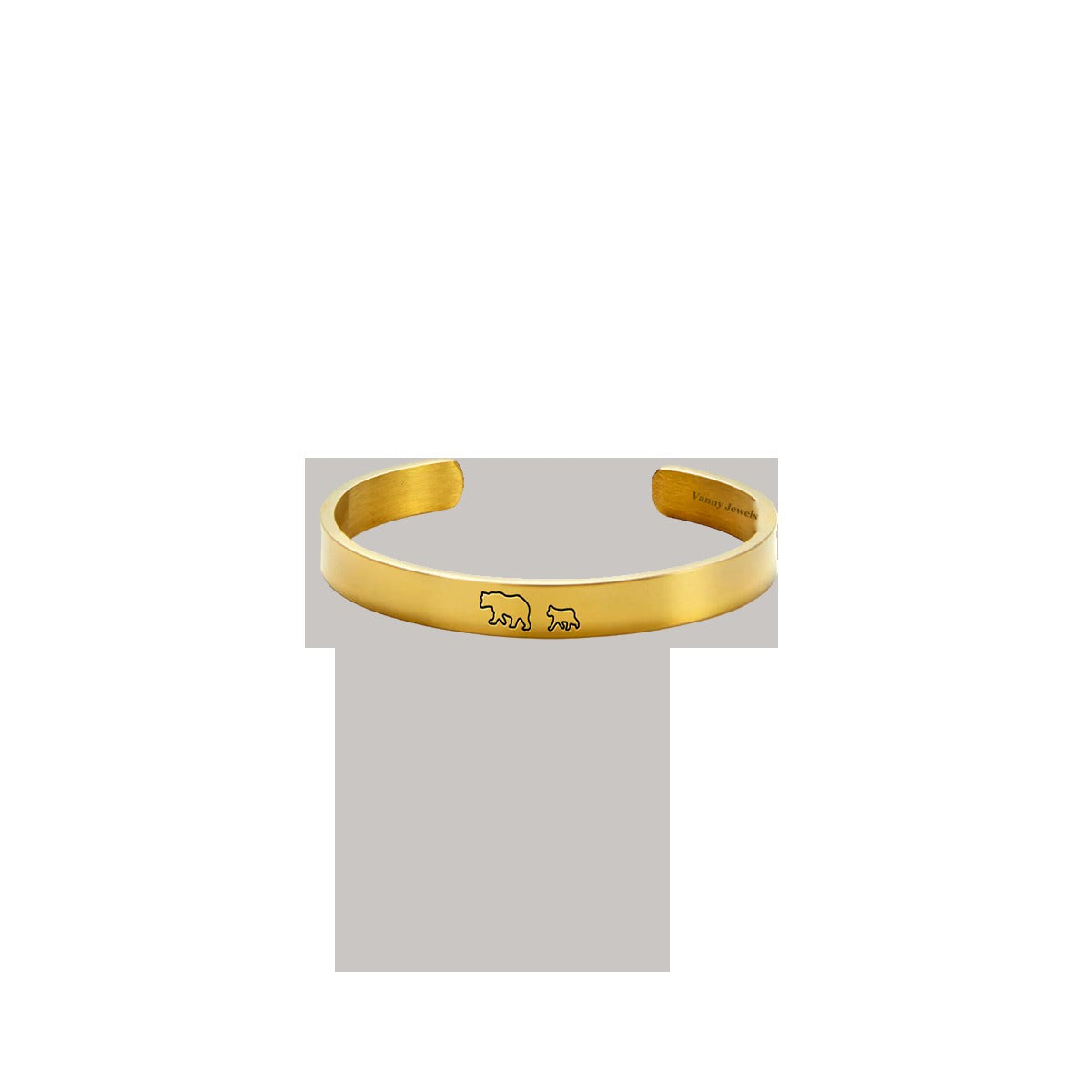 Mama Bear & Her Baby Bears Engraved Cuff Bracelet