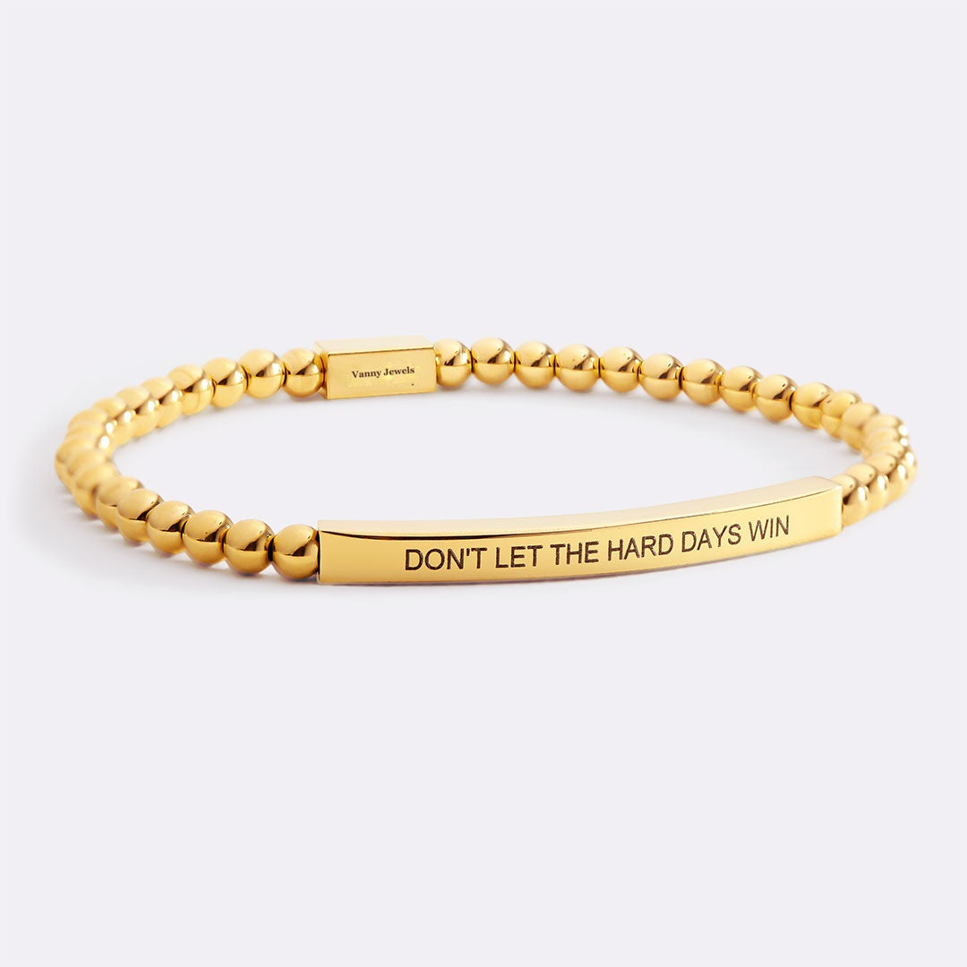Don't Let The Hard Days Win Beaded Inspire Bracelet - Gold