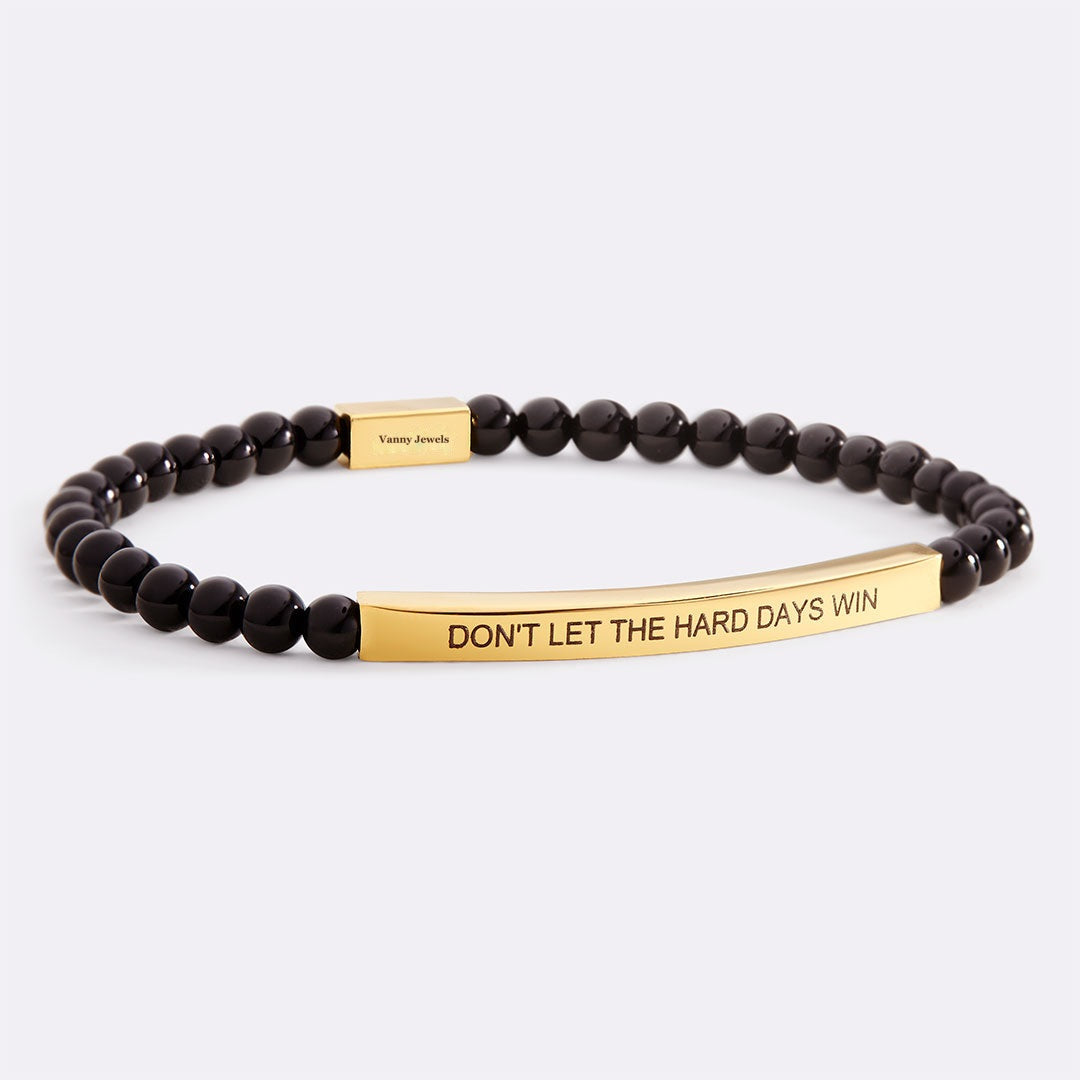 Don't Let The Hard Days Win Beaded Inspire Bracelet - Onyx