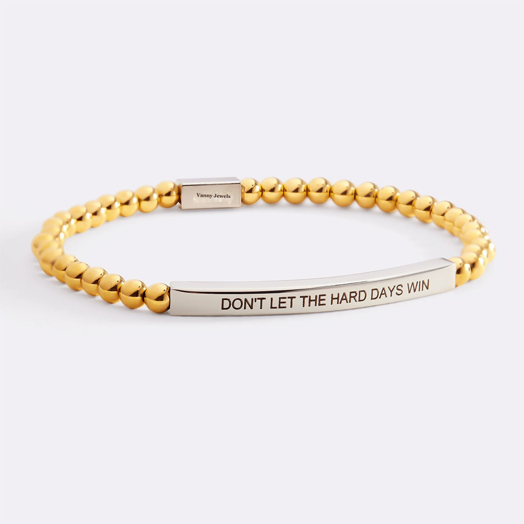 Don't Let The Hard Days Win Beaded Inspire Bracelet - Silver