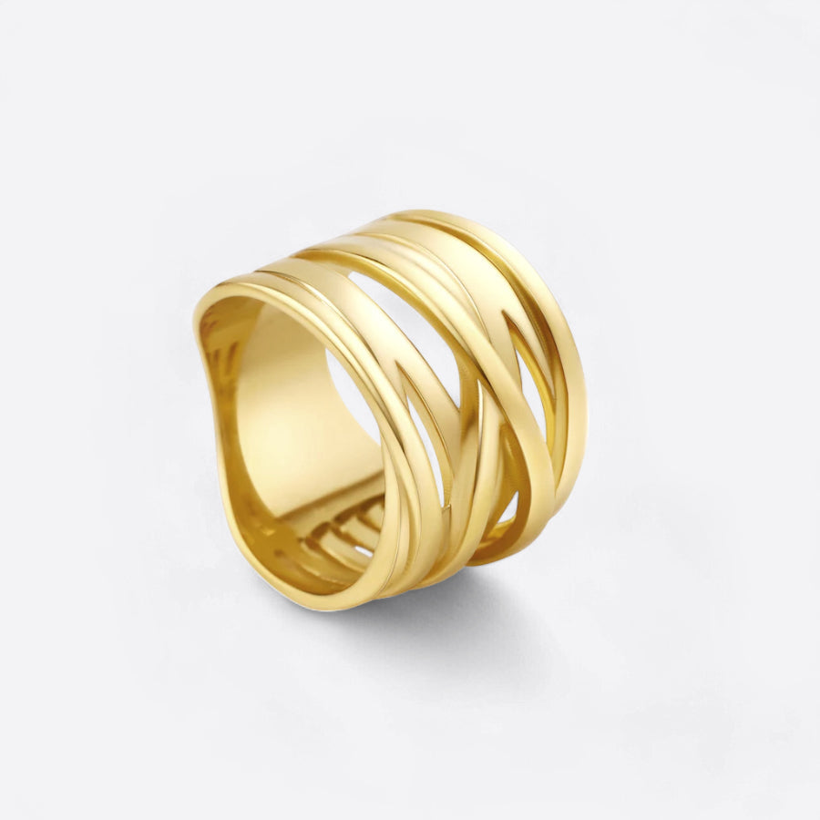 Wire Wrap Statement Ring in gold tone